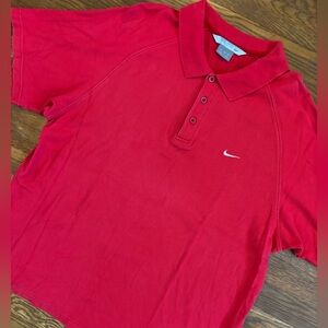 Vintage Nike Polo Shirt Mens XL Red Golf Performance 2000s Y2K Preppy White Logo